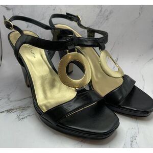 Anne Klein Black and Gold Sandals